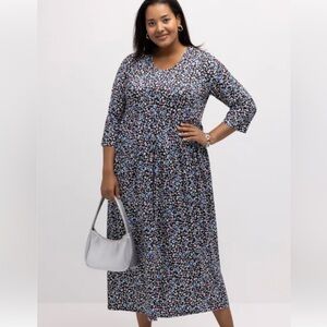 Ulla Popken Matte Jersey Round Neck Pocket A-line Dress 20/22